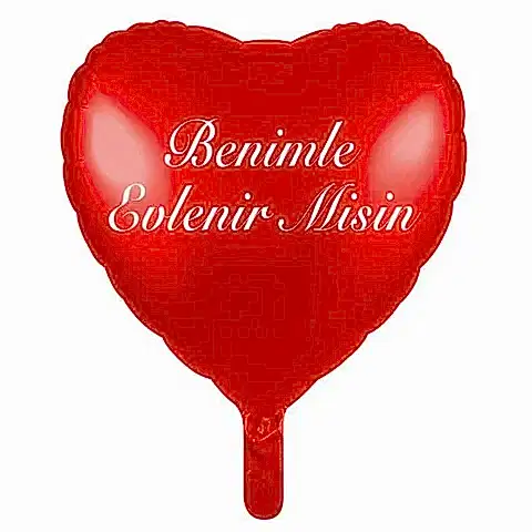 45 CM KALP BENİMLE EVLENİRMİSİN KIRMIZI RENK FOLYO BALON