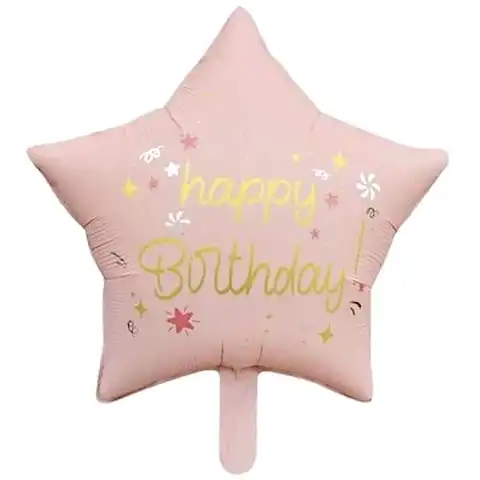 45 CMYILDIZ HAPPY BİRTHDAY PEMBE FOLYO BALON